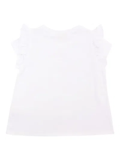 Mc2 Saint Barth Crab-patch Ruffled-sleeves T-shirt In White