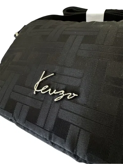 Kenzo Geometric Woven Shoulder Bag In Blue