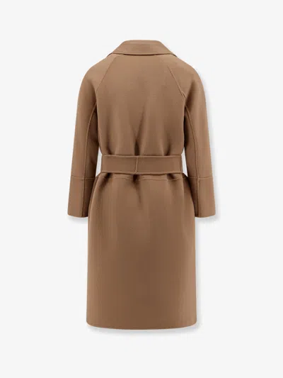 Max Mara Short Virgin Wool Coat With Classic Lapel In Brown