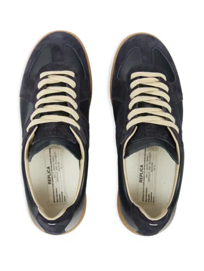 Maison Margiela Replica Leather Low Top Sneakers In Black