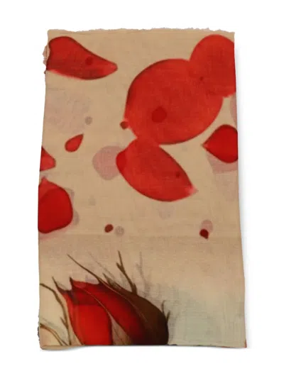 D'aniello Floral-print Scarf In Neutral