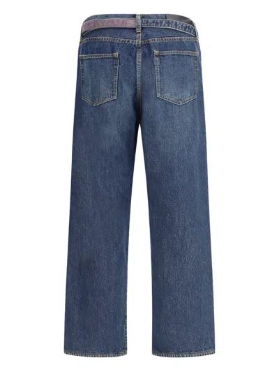 Sacai Belted Zip-pocket Jeans In Blue