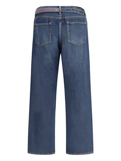 Sacai Belted Zip-pocket Jeans In Blue