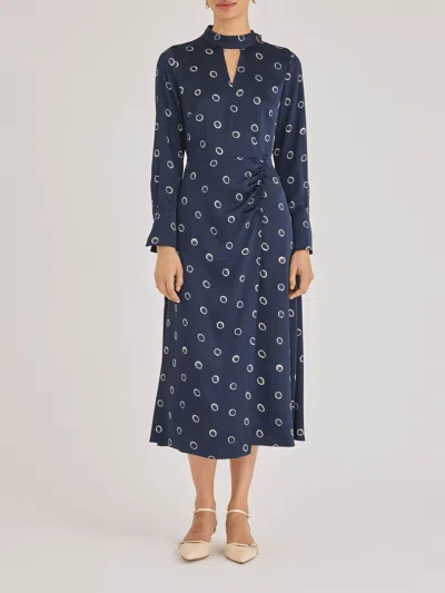 Rebecca Taylor Hazy Dot Dress In Navy Combo