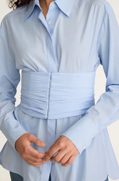 Rebecca Taylor Corseted Button Down In Oxford