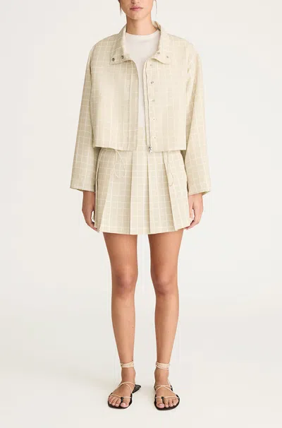 Rebecca Taylor Painterly Windowpane On Poly Faille Jacket In Sand Combo In Neutral