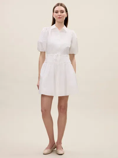 Rebecca Taylor Yara Short Sleeve Shirt Dress In Milk In White