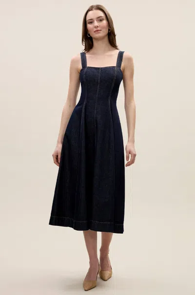 Rebecca Taylor Gabrielle Denim Dress In Deep Sea Wash In Blue