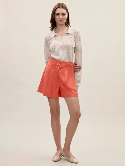 Rebecca Taylor Lena Shine Shorts In Coral In Orange