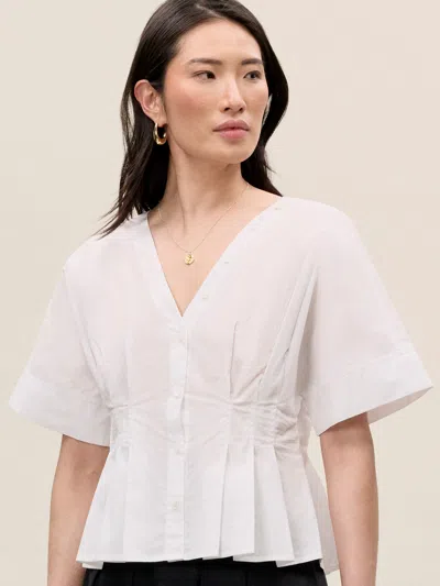Rebecca Taylor Priya V-neck Top In White In Neutral