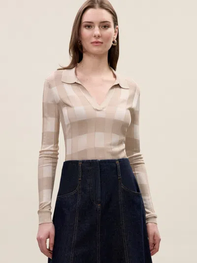 Rebecca Taylor Sheer Knit Sweater In Sand Multi In Brown