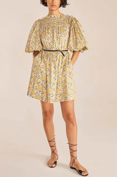 Rebecca Taylor Intaglio Rose Smocked Dress In Neutral