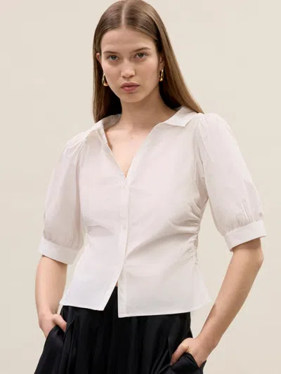 Rebecca Taylor Isla Poplin Shirt In Milk In White