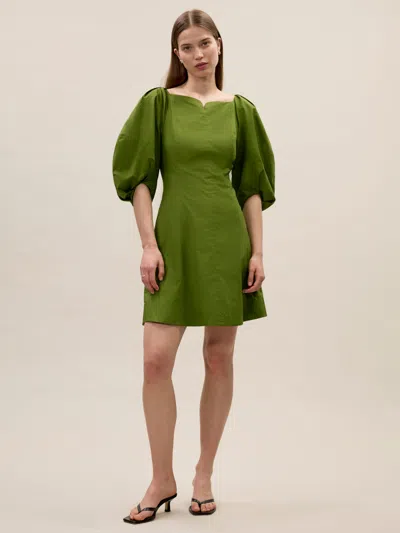 Rebecca Taylor Isla Poplin Mini Dress In Green