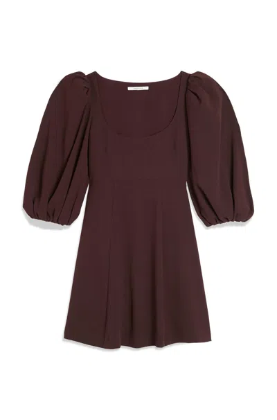 Rebecca Taylor Long Sleeve Crepe Dress In Brown