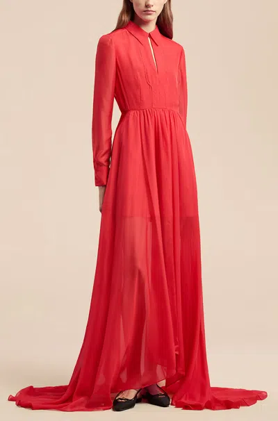 Rebecca Taylor Habanero Chiffon Gown In Red