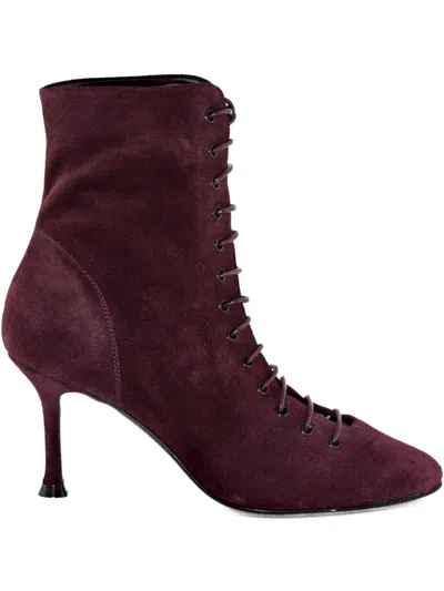 系带绒面皮及踝靴