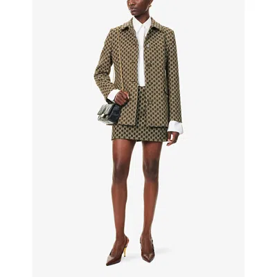 Gucci Monogram Patterned Cotton Blend Jacket In Green