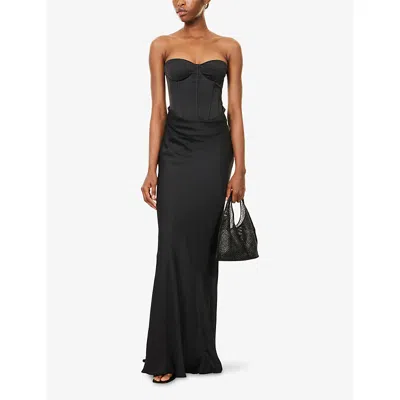 Rotate Birger Christensen Womens Black Kailey Corset Satin Gown In Black