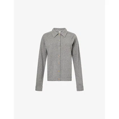 Totême Womens Relaxed-fit Buttoned-cuffs Cashmere Cardigan Dark Grey Melange Xs In Gray