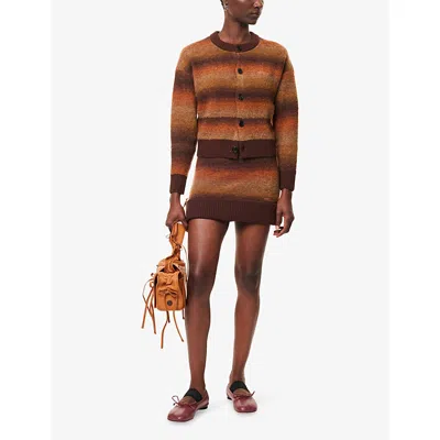 We11 Done Womens Gradient Bouclé Knitted Mini Skirt Brown In Brown