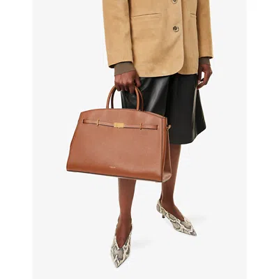 Demellier The Hudson Grained Leather Top Handle Bag In Brown