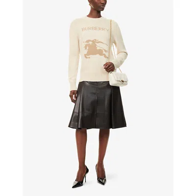 Burberry Wool-cashmere Blend Sweater With Contrasting Graphic In Gray