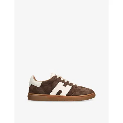 Hogan Chocolate Brown Suede Platform Sneakers With Lace-up Closure And H Logo Detail