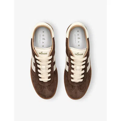 Hogan Chocolate Brown Suede Platform Sneakers With Lace-up Closure And H Logo Detail
