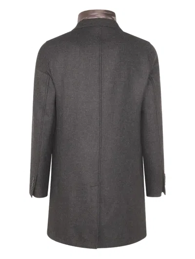 Herno Wool Coats Featuring Back Vent In Gray