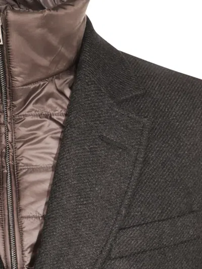 Herno Wool Coats Featuring Back Vent In Gray