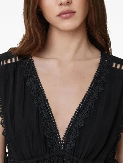 Allsaints Xanthe Lace-trimmed Mini Dress In Black