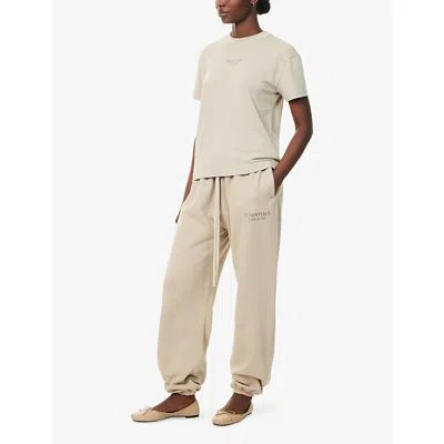 Essentials Womens Fear Of God  Embossed-branding Round-neck Cotton-blend T-shirt In Gray