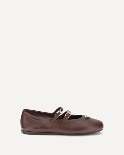Prada Nappa Leather Flat Ballerina Shoes In Burgundy