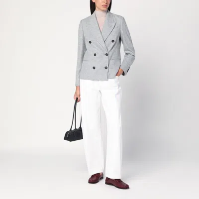 Brunello Cucinelli Wool Jacket Double Breasted Structure Shoulders In Gray