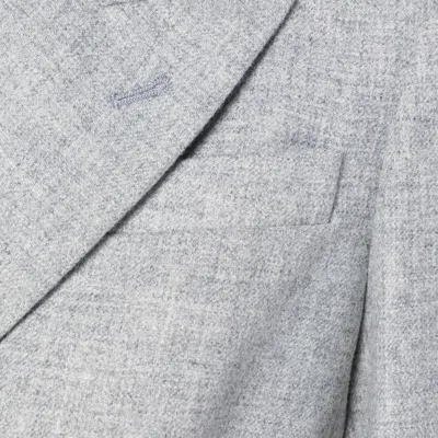 Brunello Cucinelli Wool Jacket Double Breasted Structure Shoulders In Gray