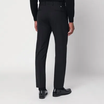 Pt Torino Black Stretch Wool Pant In Black