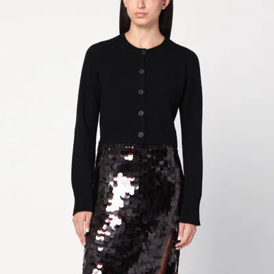 Loulou Studio Black Cropped Cashmere Cardigan In Black