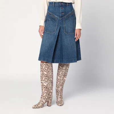 Chloé Knee-length Skirt In Washed Blue Denim Women In Blue