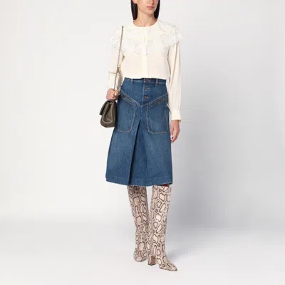 Chloé Knee-length Skirt In Washed Blue Denim Women In Blue