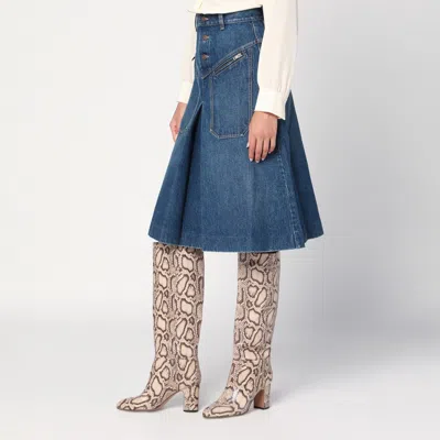 Chloé Knee-length Skirt In Washed Blue Denim Women In Blue