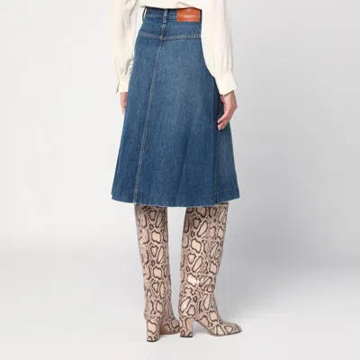Chloé Knee-length Skirt In Washed Blue Denim Women In Blue