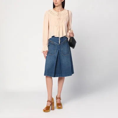 Chloé Blouse With Tie In Pink Silk Georgette Women In Neutral