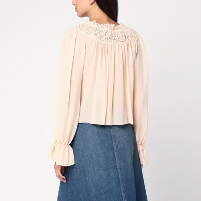 Chloé Blouse With Tie In Pink Silk Georgette Women In Neutral