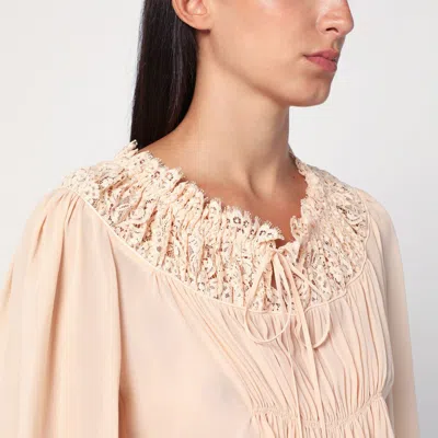 Chloé Blouse With Tie In Pink Silk Georgette Women In Neutral