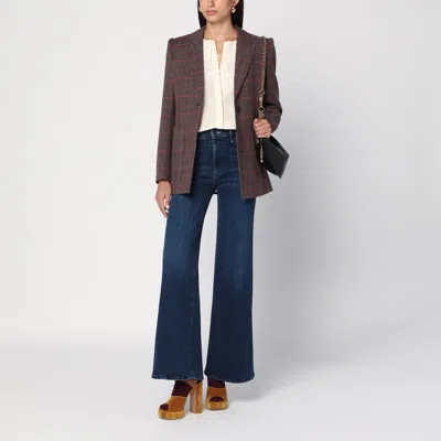 Chloé Tartan Wool Blazer With Shoulder Pads In Brown