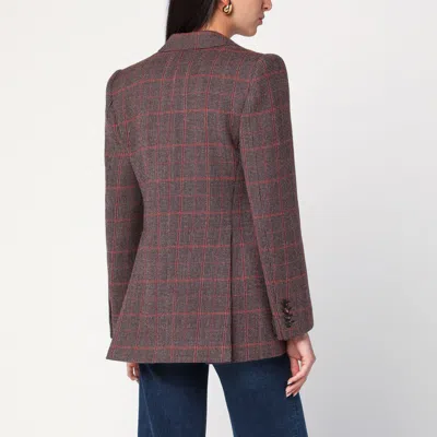 Chloé Tartan Wool Blazer With Shoulder Pads In Brown