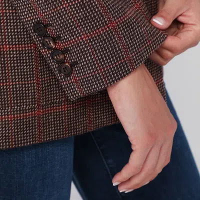 Chloé Tartan Wool Blazer With Shoulder Pads In Brown