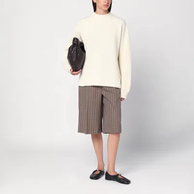 Jil Sander White Ribbed Crewneck Sweater In White