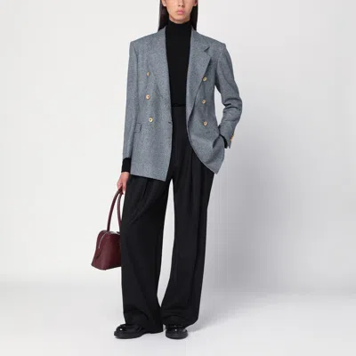 Tagliatore Double-breasted Prince Of Wales Jacket In Gray